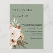 Boho Sage Green Floral Bouquet Wedding Briefkaart (Voorkant)