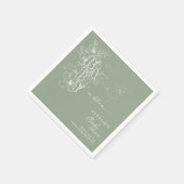 Boho Sage Green Floral Butterflies Baby in Bloei Servet (Hoek)