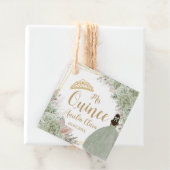 Boho Sage Green Floral Pampas Quinceañera Princess Bedankjes Labels (In situ)