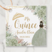 Boho Sage Green Floral Pampas Quinceañera Princess Bedankjes Labels (Voorkant)