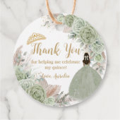Boho Sage Green Floral Pampas Quinceañera Princess Bedankjes Labels (Achterkant)