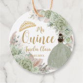 Boho Sage Green Floral Pampas Quinceañera Princess Bedankjes Labels (Voorkant)