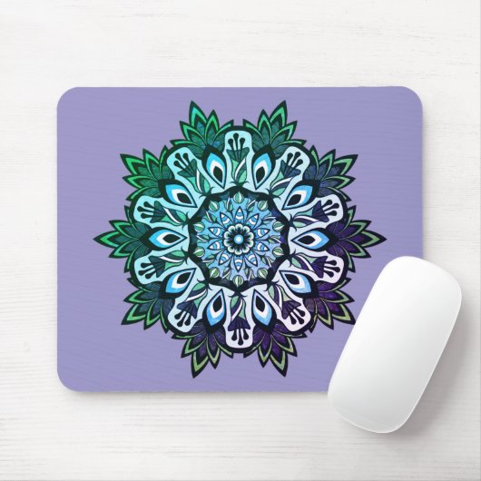 Boho Sage Green Flower Mandala Muismat (Met muis)