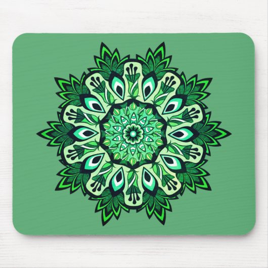 Boho Sage Green Flower Mandala Muismat (Voorkant)