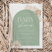 Boho Sage Green Gender Neutral Baby shower Kaart