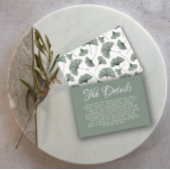 Boho Sage Green Ginkgo Botanical Wedding Details Informatiekaartje