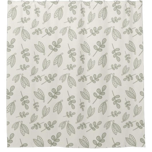 Boho Sage Green Leaf Pattern Douchegordijn (Voorkant)