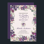 Boho Sage Green Leaves Paarse Pink Floral 18th Kaart<br><div class="desc">Mooie 18e verjaardag feestdag in de stijl van een boho voor vrouwen met prachtige paarse en roze waterverf bloemen en roze groene bladeren op een zacht roze achtergrond.</div>