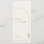 Boho Sage Green & Linen Arches Minimalist Wedding Menu (Voorkant)