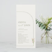 Boho Sage Green & Linen Minimalist Arch Wedding Programmakaart (Staand voorkant)
