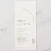 Boho Sage Green & Linen Minimalist Arch Wedding Programmakaart (Voorkant)