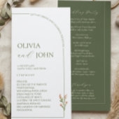 Boho Sage Green & Linen Minimalist Arch Wedding Programmakaart