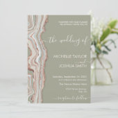Boho Sage Green Marble Stone Earthy Agate Invitat Kaart (Staand voorkant)