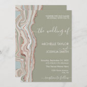 Boho Sage Green Marble Stone Earthy Agate Invitat Kaart (Voorkant / Achterkant)