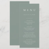 Boho Sage Green Minimalist Eenvoudig Platte Menu (Voorkant / Achterkant)