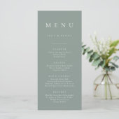 Boho Sage Green Minimalist Eenvoudig Platte Menu (Staand voorkant)