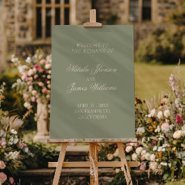 Boho Sage Green Old Money Wedding Welcome Sign