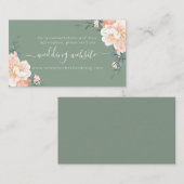Boho Sage Green Peach Cream Floral Wedding Website Informatiekaartje (Voorkant / Achterkant)