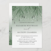 Boho Sage Green Ppress Foliage Wedding Kaart (Voorkant / Achterkant)