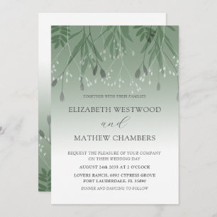 Boho Sage Green Ppress Foliage Wedding Kaart