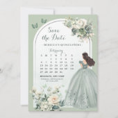 Boho Sage Green Quinceañera Kalender Sla de datum  Kaart (Voorkant)