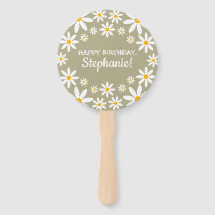 Boho Sage Green Retro Daisies Birthay Party Handwaaier