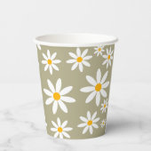 Boho Sage Green Retro Daisies Birthay Party Papieren Bekers (Achterkant)