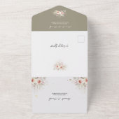 Boho Sage Green Rustic Floral met RSVP Wedding All In One Uitnodiging (Buitenkant)