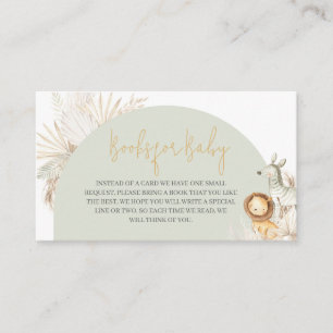 Boho Sage Green Safari Baby shower Boeken voor Bab Informatiekaartje