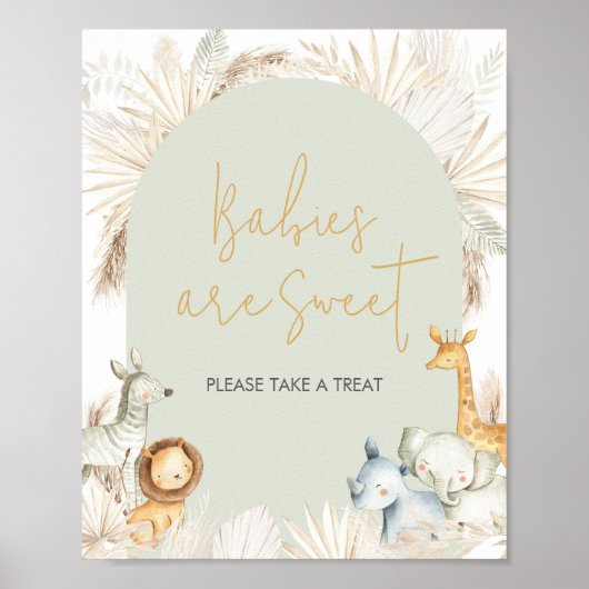 Boho Sage Green Safari Baby's zijn zoet Poster (Voorkant)