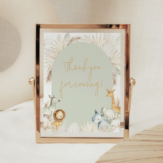 Boho Sage Green Safari Bedankt voor uw komst Poster