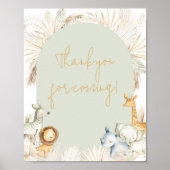 Boho Sage Green Safari Bedankt voor uw komst Poster (Voorkant)