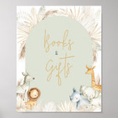 Boho Sage Green Safari Boeken en geschenken Poster (Voorkant)