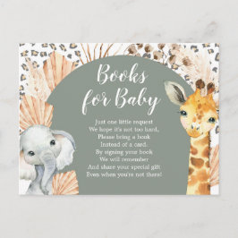 Boho Sage Green Safari Oh Boy Boeken voor Baby Uitnodiging Briefkaart