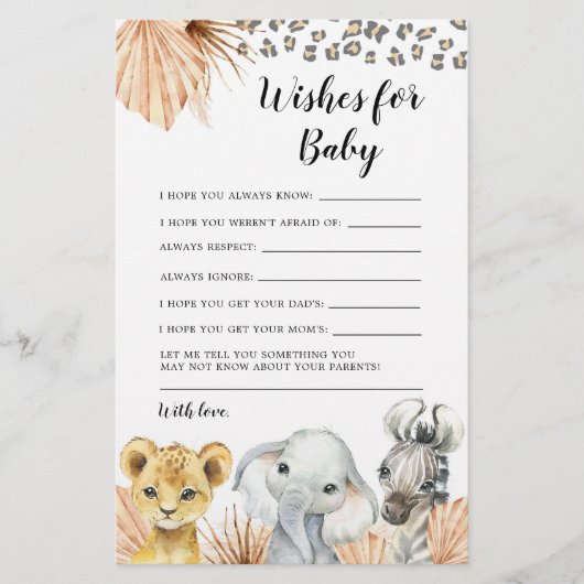 Boho Sage Green Safari Oh Boy Wishes voor Baby (Voorkant)