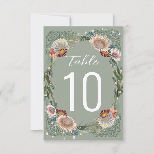 Boho Sage Green Table Number (Voorkant)