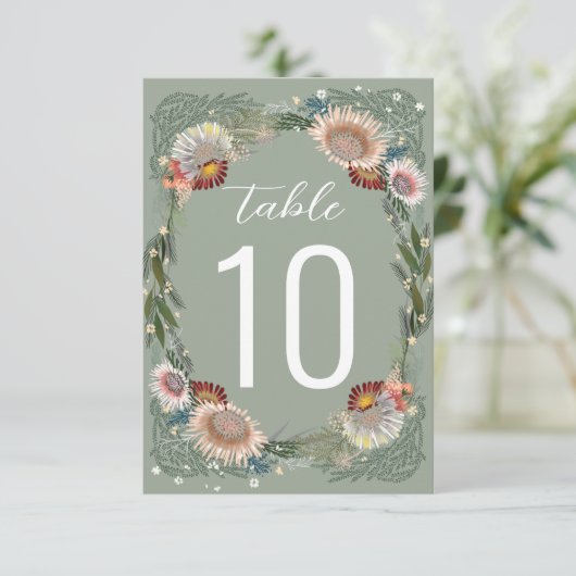 Boho Sage Green Table Number (Staand voorkant)