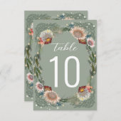 Boho Sage Green Table Number (Voorkant / Achterkant)