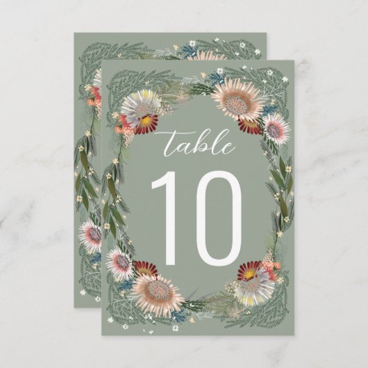 Boho Sage Green Table Number (Voorkant / Achterkant)