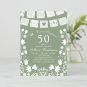 Boho Sage Green Talavera Mexican Surprise Birthday Kaart (Staand voorkant)