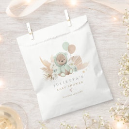 Boho Sage Green Teddy Bear Baby shower Favor Bag Bedankzakje