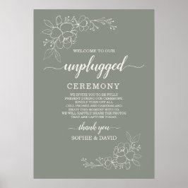 Boho Sage Green Uitgeschakelde Trouwceremonie Bord Poster