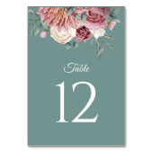 Boho Sage Green Waterverf Flowers Table Number Kaart (Voorkant)
