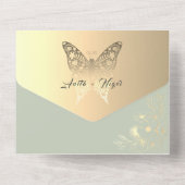 Boho Sage Green Wedding All In One Uitnodiging (Achterkant)