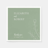 Boho Sage Green Wedding Elegant Minimal Simple Servet (Voorkant)