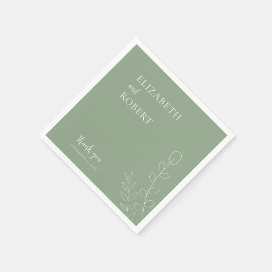Boho Sage Green Wedding Elegant Minimal Simple Servet (Hoek)