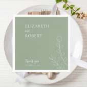 Boho Sage Green Wedding Elegant Minimal Simple Servet