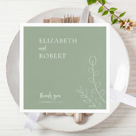Boho Sage Green Wedding Elegant Minimal Simple Servet