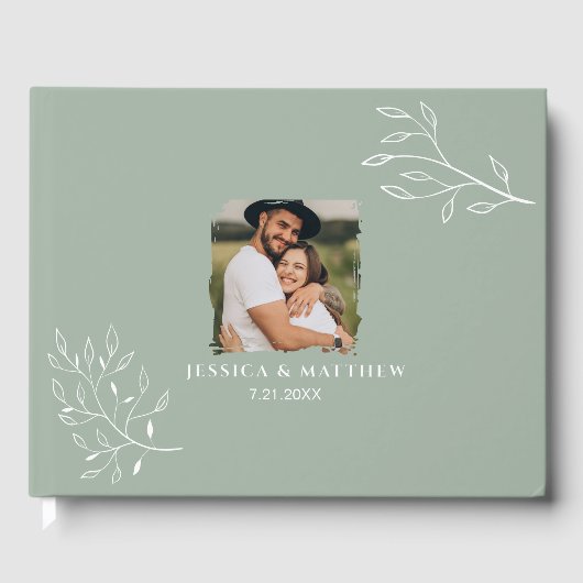 Boho Sage Green Wedding Guest Book Gastenboek (Voorkant)