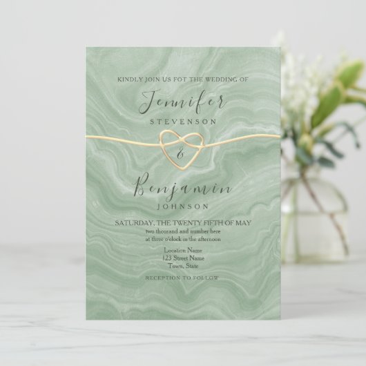 Boho Sage Green Wedding Invitation Kaart (Staand voorkant)